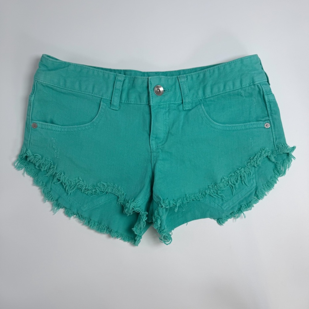 Billabong Laneway Turquoise Cut Off Raw Hem Shorts Women’s Size 27